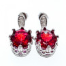 925 Sterling Silver Rubellite & CZ Earrings