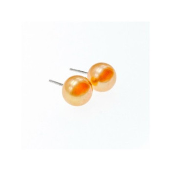 925 Sterling Silver Orange Pearls Stud Earrings