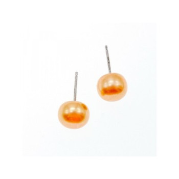 925 Sterling Silver Orange Pearls Stud Earrings