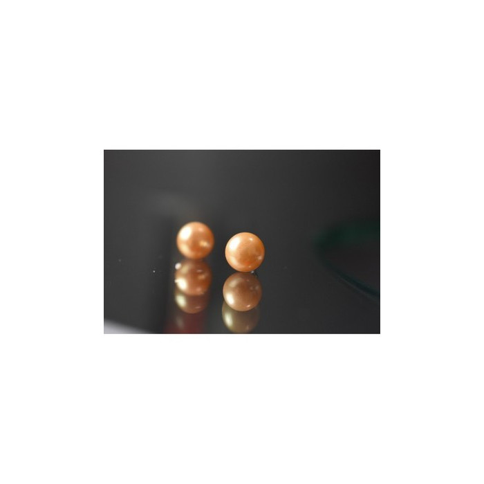 925 Sterling Silver Orange Pearls Stud Earrings