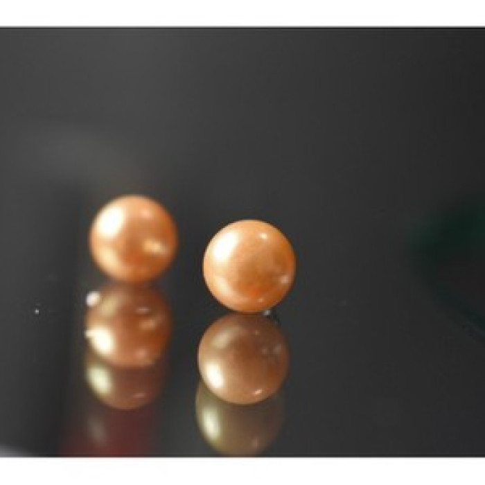 925 Sterling Silver Orange Pearls Stud Earrings