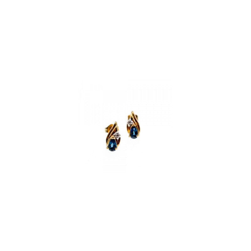 14K YELLOW GOLD SAPPHIRE & DIAMONDS EARRINGS