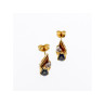 14K YELLOW GOLD SAPPHIRE & DIAMONDS EARRINGS