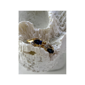 14K YELLOW GOLD SAPPHIRE & DIAMONDS EARRINGS