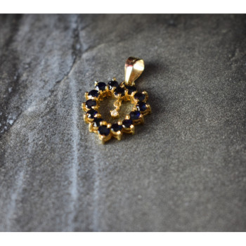 14K Yellow Gold Sapphires & Diamond Pendant