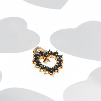 14K Yellow Gold Sapphires & Diamond Pendant