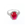 925 Sterling Silver Pink Spinel & CZ Ring Size 6.5
