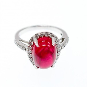 925 Sterling Silver Pink Spinel & CZ Ring Size 6.5