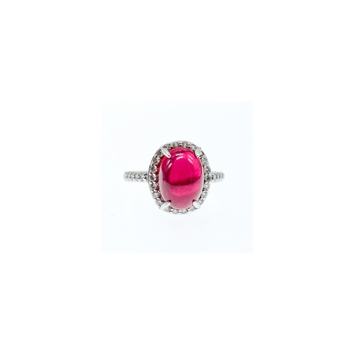 925 Sterling Silver Pink Spinel & CZ Ring Size 6.5