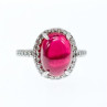 925 Sterling Silver Pink Spinel & CZ Ring Size 6.5