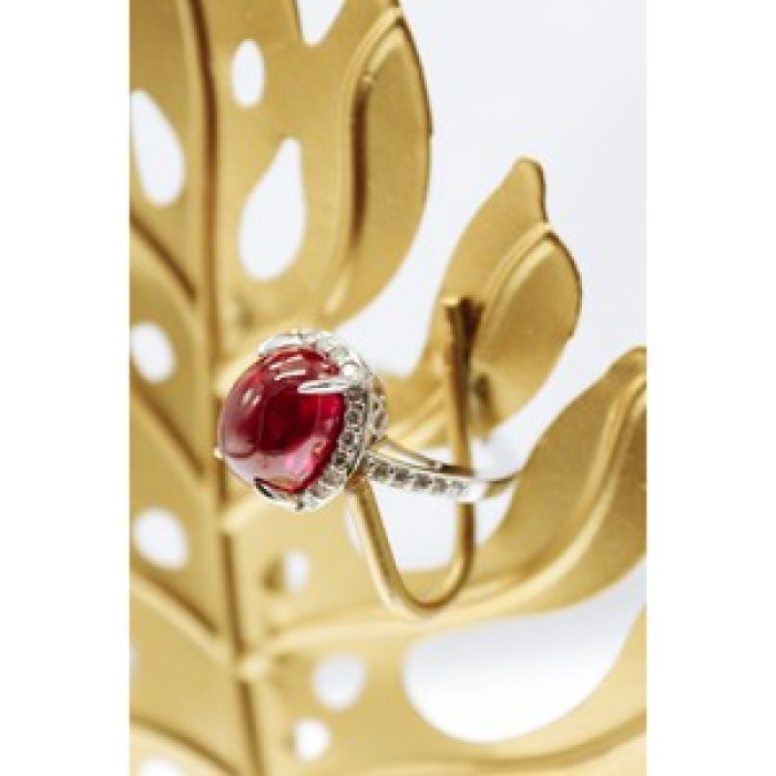 925 Sterling Silver Pink Spinel & CZ Ring Size 6.5