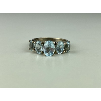 925 Sterling Silver Blue Spinel Ring Size 6.5