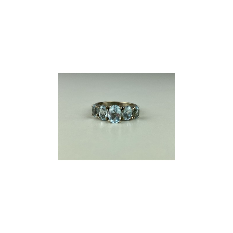 925 Sterling Silver Blue Spinel Ring Size 6.5