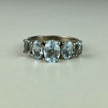 925 Sterling Silver Blue Spinel Ring Size 6.5