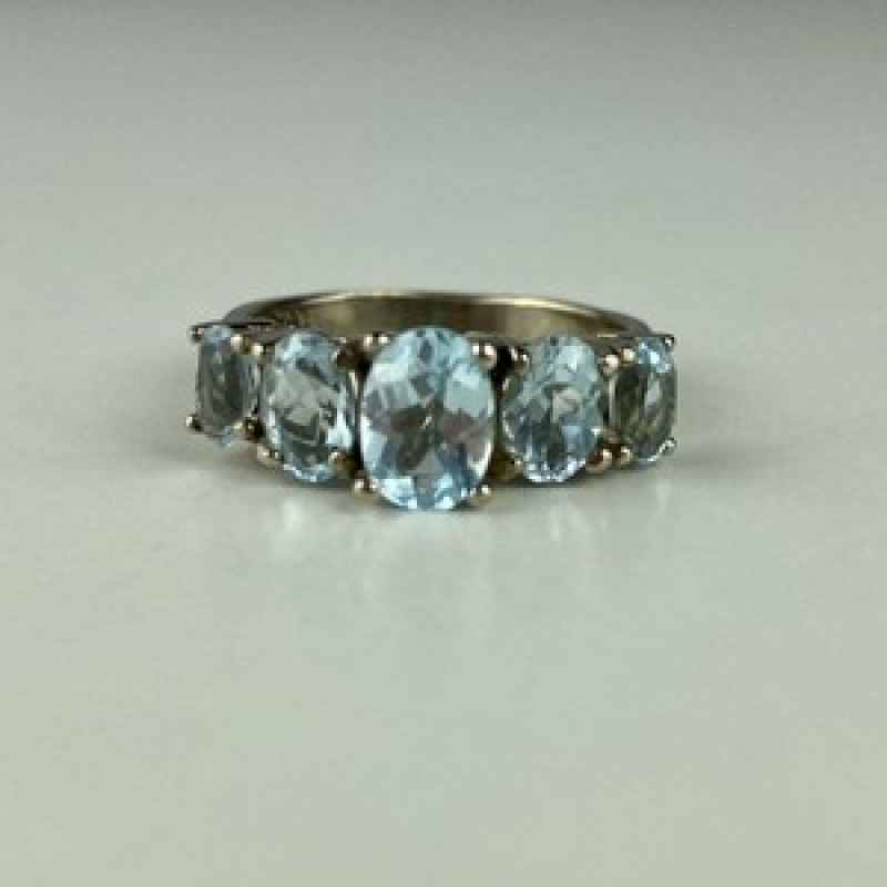 925 Sterling Silver Blue Spinel Ring Size 6.5