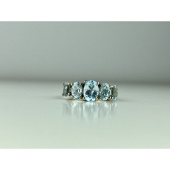 925 Sterling Silver Blue Spinel Ring Size 6.5