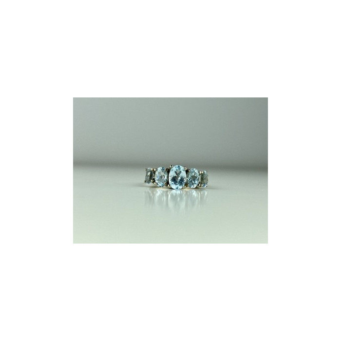 925 Sterling Silver Blue Spinel Ring Size 6.5