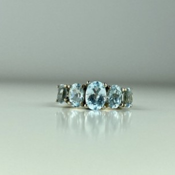 925 Sterling Silver Blue Spinel Ring Size 6.5