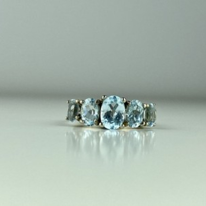 925 Sterling Silver Blue Spinel Ring Size 6.5