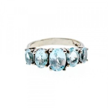 925 Sterling Silver Blue Spinel Ring Size 6.5