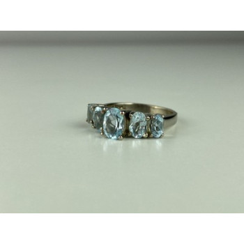 925 Sterling Silver Blue Spinel Ring Size 6.5