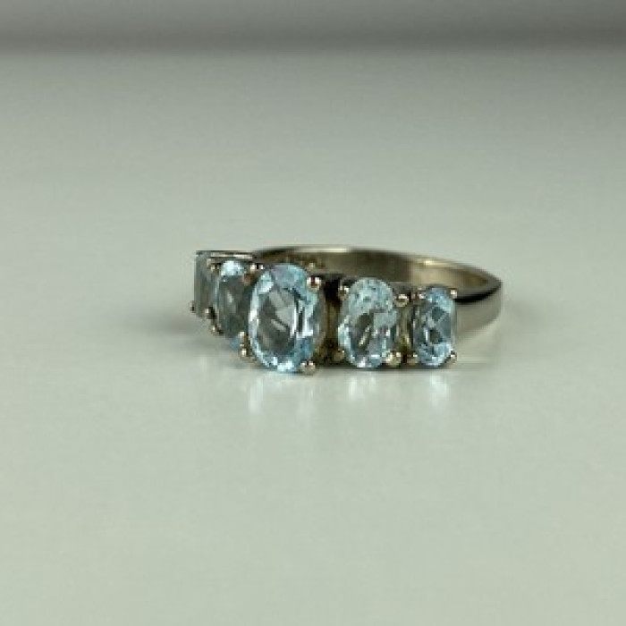 925 Sterling Silver Blue Spinel Ring Size 6.5