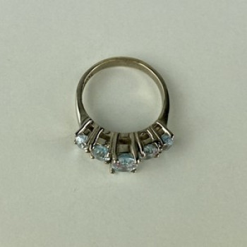 925 Sterling Silver Blue Spinel Ring Size 6.5