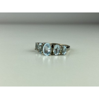 925 Sterling Silver Blue Spinel Ring Size 6.5