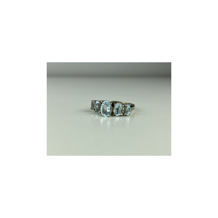 925 Sterling Silver Blue Spinel Ring Size 6.5