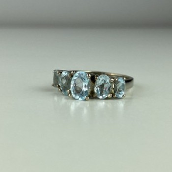 925 Sterling Silver Blue Spinel Ring Size 6.5