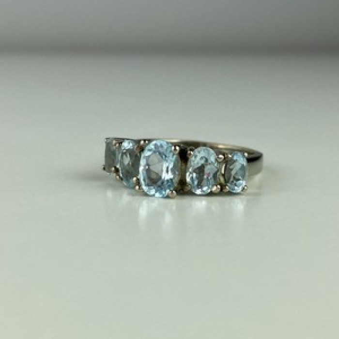 925 Sterling Silver Blue Spinel Ring Size 6.5