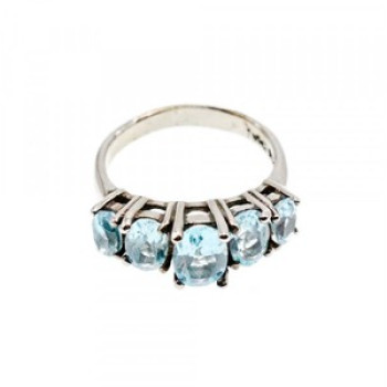 925 Sterling Silver Blue Spinel Ring Size 6.5