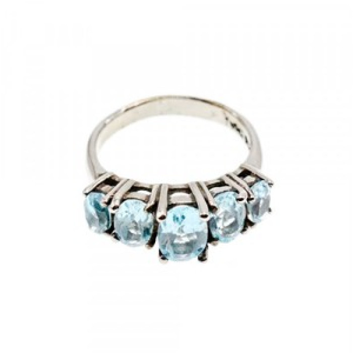 925 Sterling Silver Blue Spinel Ring Size 6.5