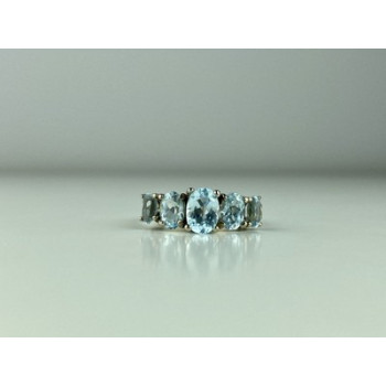 925 Sterling Silver Blue Spinel Ring Size 6.5