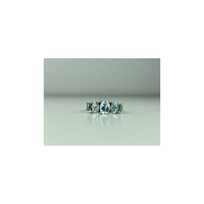 925 Sterling Silver Blue Spinel Ring Size 6.5
