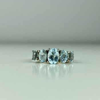 925 Sterling Silver Blue Spinel Ring Size 6.5