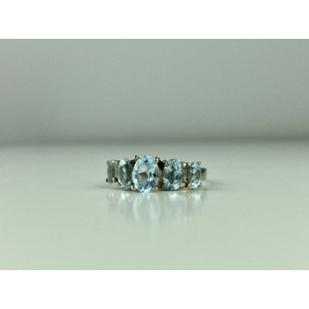 925 Sterling Silver Blue Spinel Ring Size 6.5