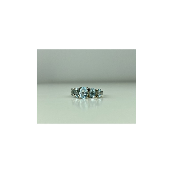 925 Sterling Silver Blue Spinel Ring Size 6.5