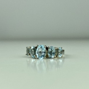 925 Sterling Silver Blue Spinel Ring Size 6.5