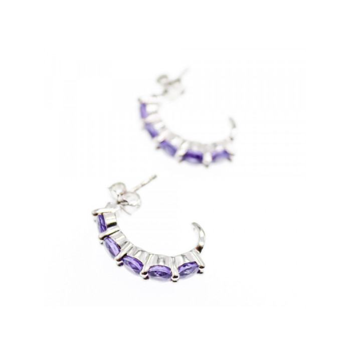 925 Sterling Silver Purple Tourmaline Earrings
