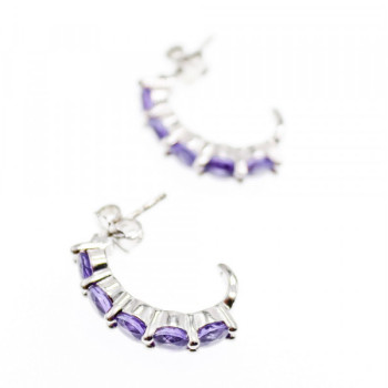 925 Sterling Silver Purple Tourmaline Earrings