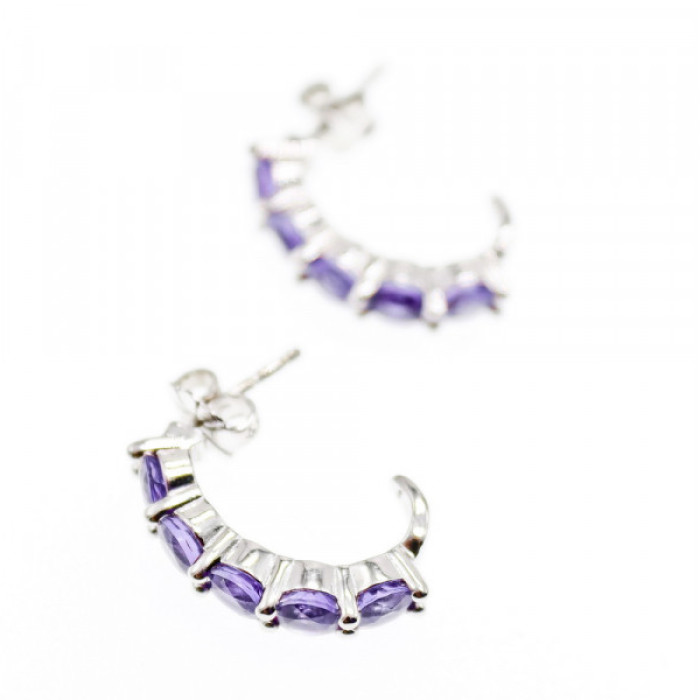 925 Sterling Silver Purple Tourmaline Earrings