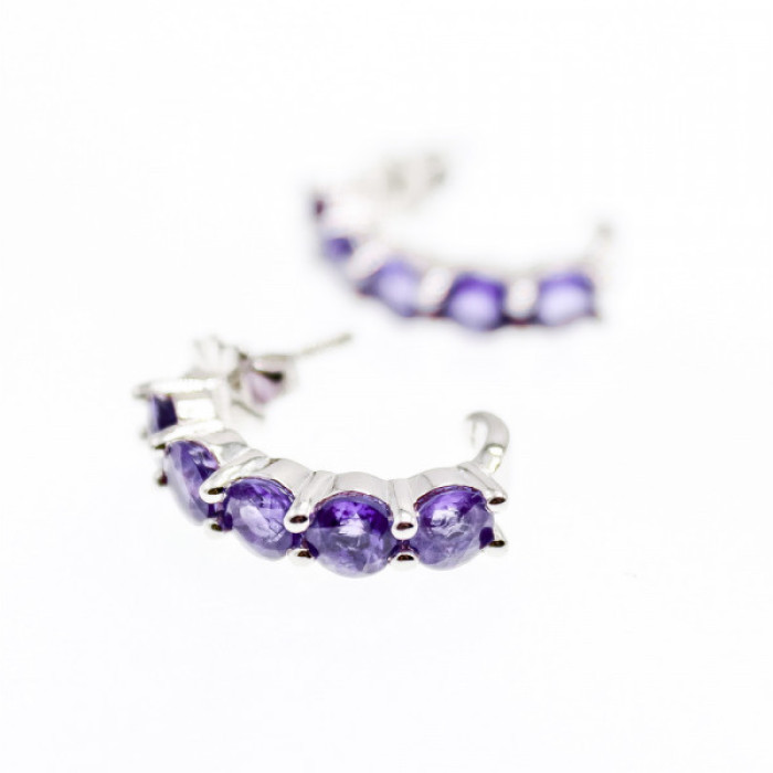 925 Sterling Silver Purple Tourmaline Earrings