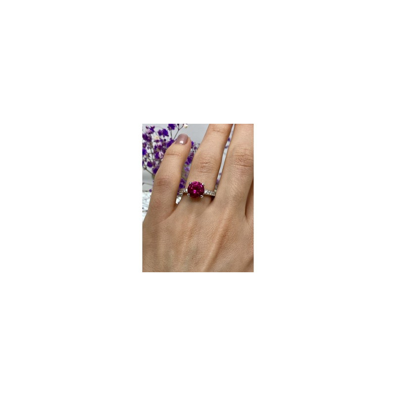 925 Sterling Silver Pink Topaz & CZ Ring Size 7