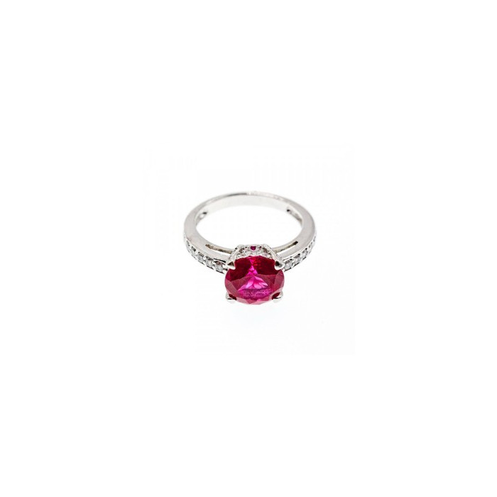 925 Sterling Silver Pink Topaz & CZ Ring Size 7
