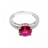 925 Sterling Silver Pink Topaz & CZ Ring Size 7