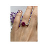 925 Sterling Silver Pink Topaz & CZ Ring Size 7