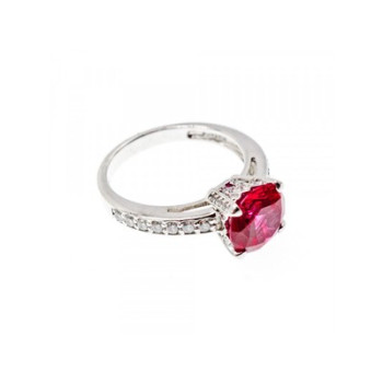 925 Sterling Silver Pink Topaz & CZ Ring Size 7