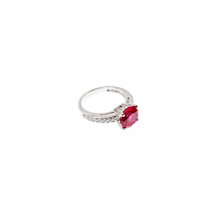 925 Sterling Silver Pink Topaz & CZ Ring Size 7