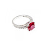 925 Sterling Silver Pink Topaz & CZ Ring Size 7